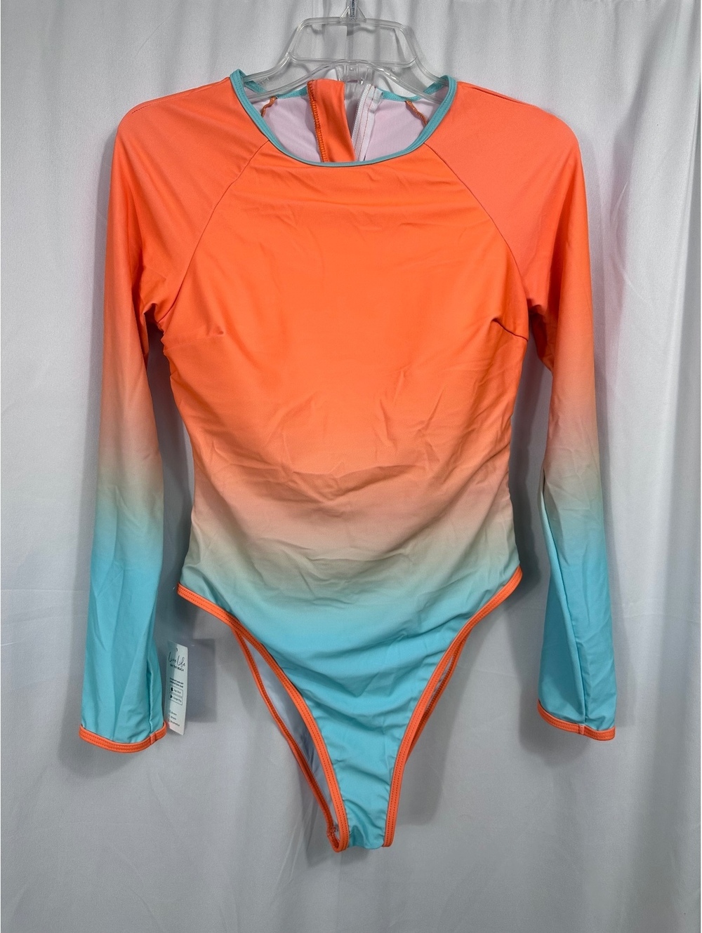 Cupshe Long Sleeve Ombre Zipper One Piece Swimsuit Size Large